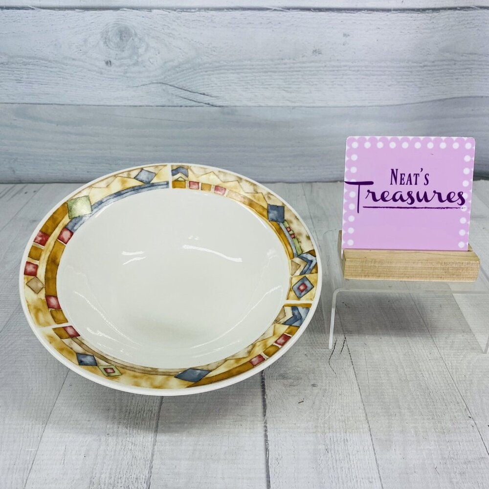 Sakura Majesticware BELLA Red Blue Green Diamonds Stoneware Rimmed Serving Bowl